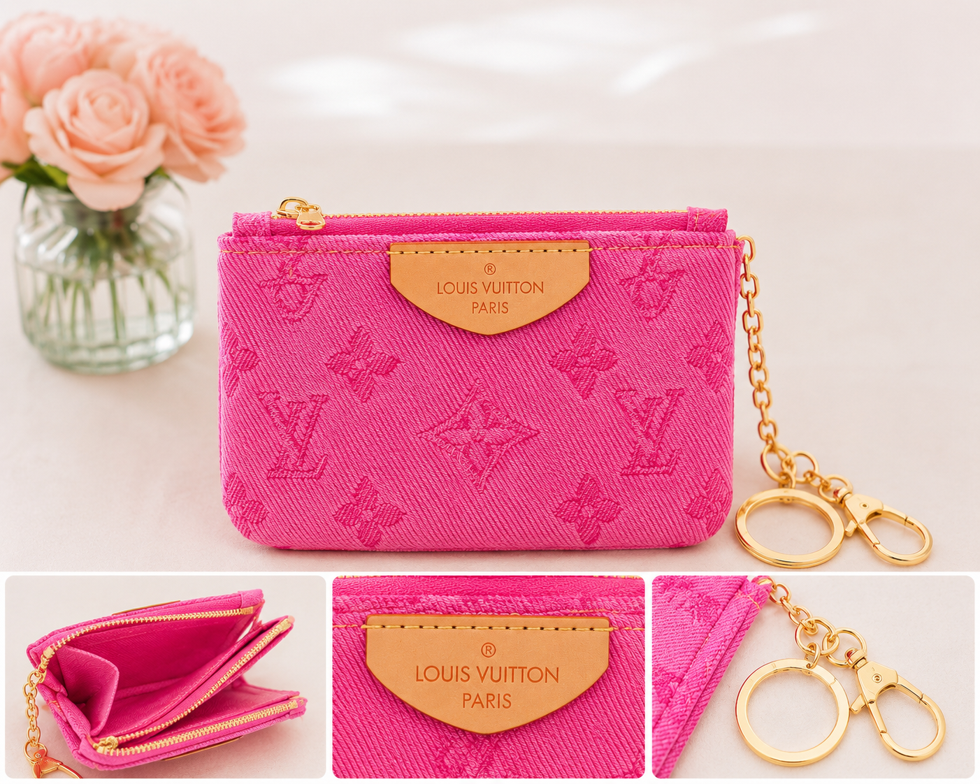 π Pink LV Keychain Wallet