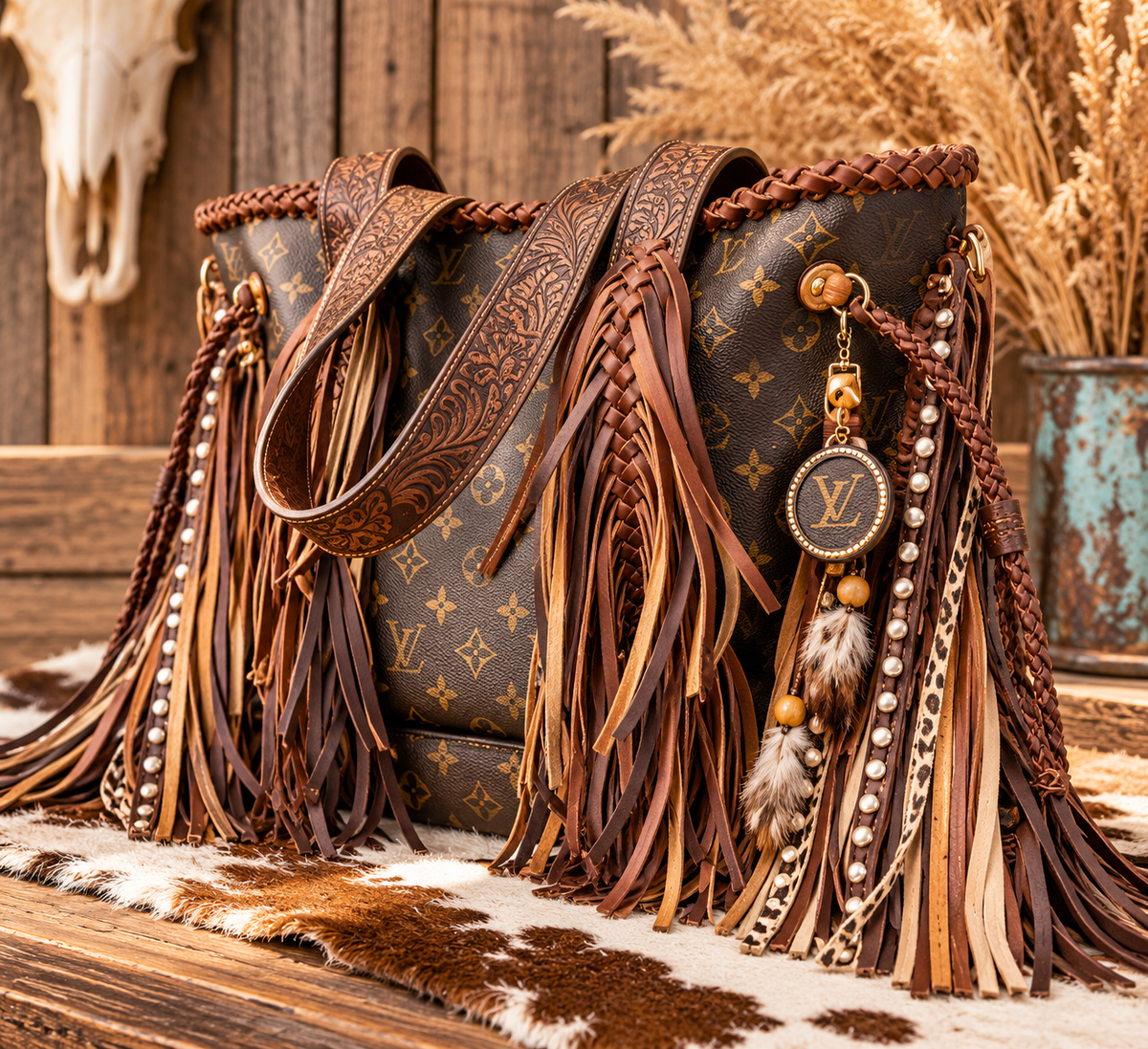 LV Whiskey & Fringe Tote