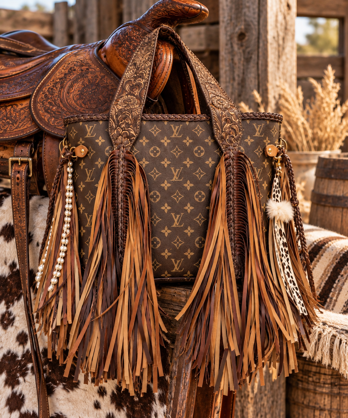 π€ LV Saddle & Fringe Tote
