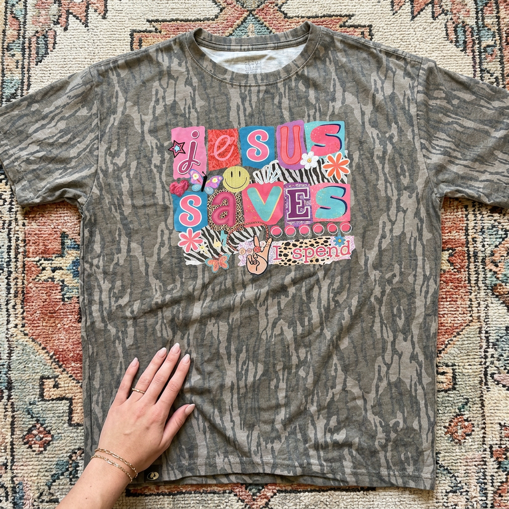 Jesus Saves, I Spend tee