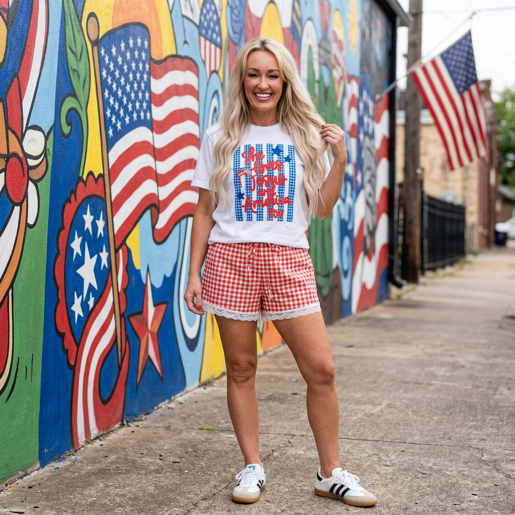 She Loves Jesus and America Too graphic tee