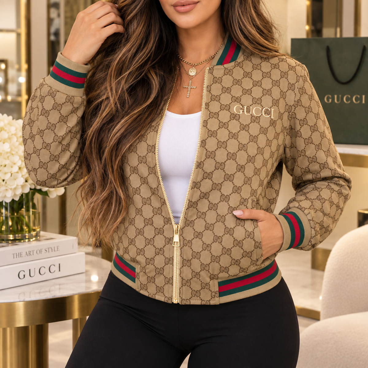 🤎 Luxe Monogram Bomber Jacket