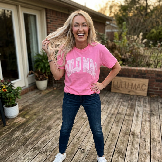 Lulu Mac Graphic Tee- Neon Pink