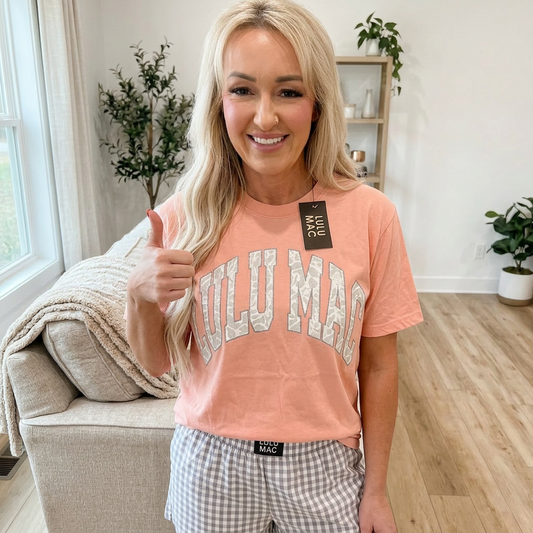 Lulu Mac Peach Camo Graphic Tee