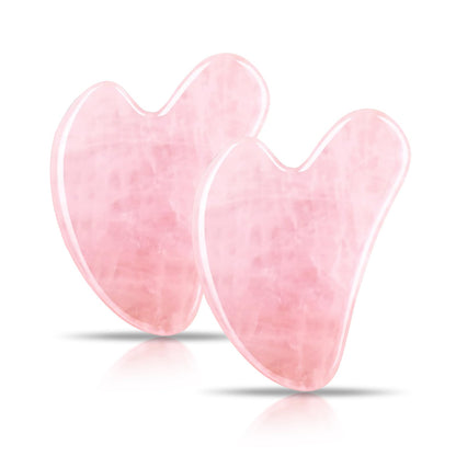 Contrybox Gua Sha Facial Tools 2 Pack Rose Quartz Guasha Tool for Face Gua Sha Stone for Puffiness Reducing & Jawline Sculpting Face Stone Gua Sha Tools for Skin Care Woman GuaSha Stone Tool Pink